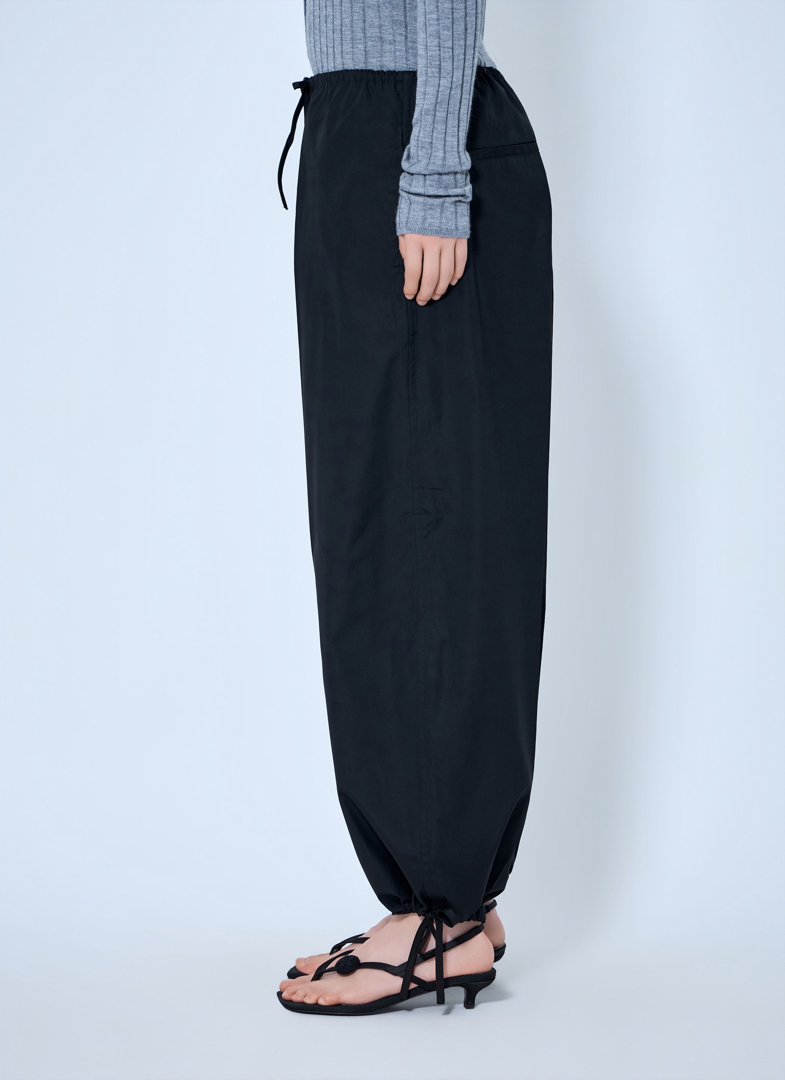 Toteme Drawstring Cotton Trousers (Fr 40) in Black, Women's (Size 28) — image 3 of 6