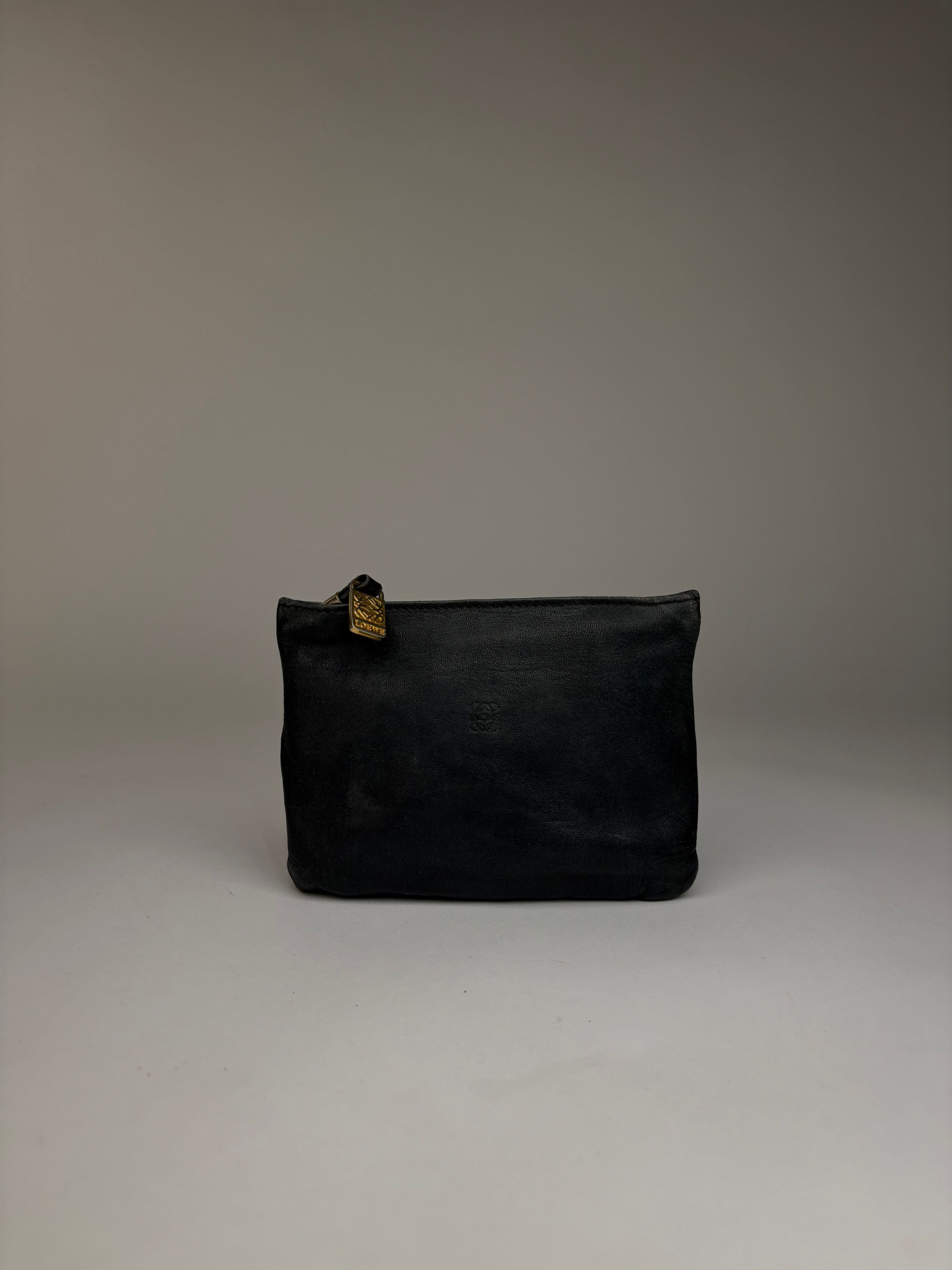 Loewe Vintage Leather Clutch Pouch Late 1970s Black Gold Size ONE SIZE - 7 Thumbnail