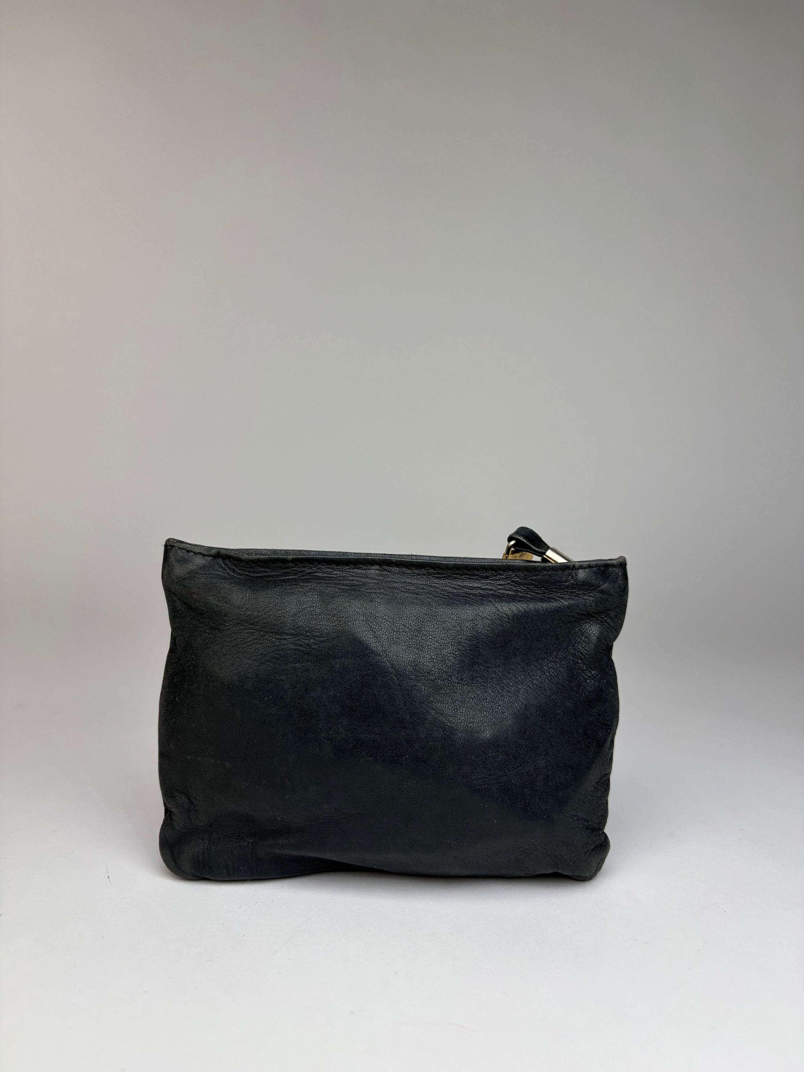 Loewe Vintage Leather Clutch Pouch Late 1970s Black Gold Size ONE SIZE - 2 Thumbnail