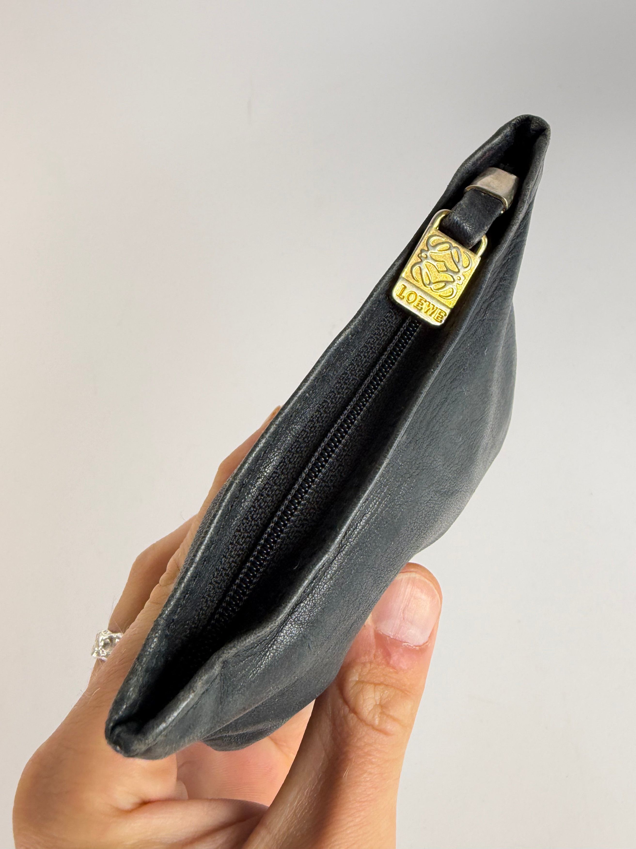 Loewe Vintage Leather Clutch Pouch Late 1970s Black Gold Size ONE SIZE - 4 Thumbnail