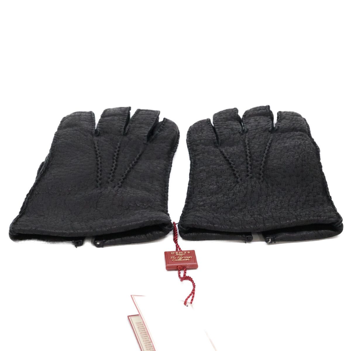 Dents 15-1042 Peccary Leather Cashmere Gloves Black Size 7, Men's — image 4 of 6