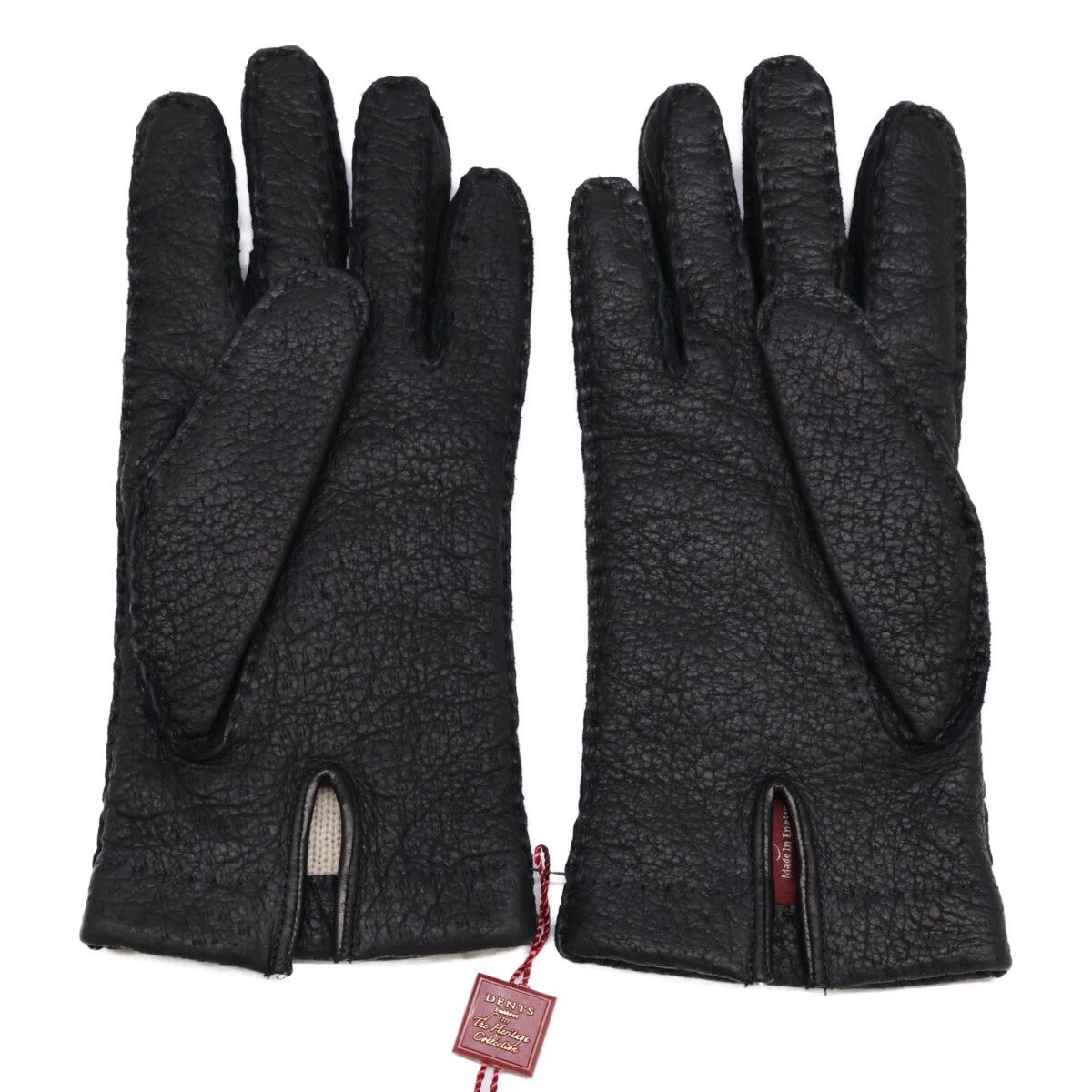 Dents 15-1042 Peccary Leather Cashmere Gloves Black Size 7, Men's — image 2 of 6