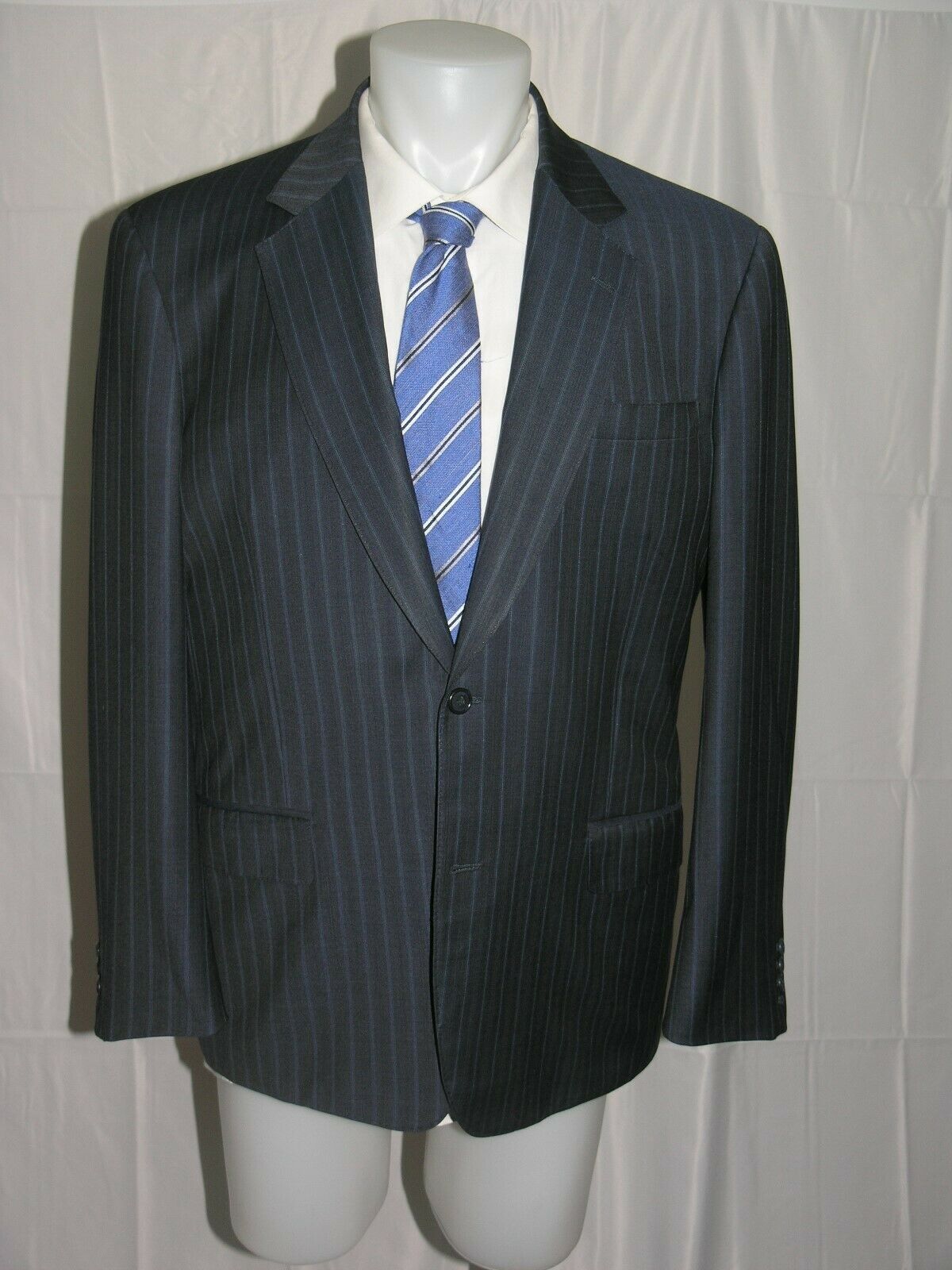Umberto Pitagora Two Button Striped Bespoke Blazer 44R