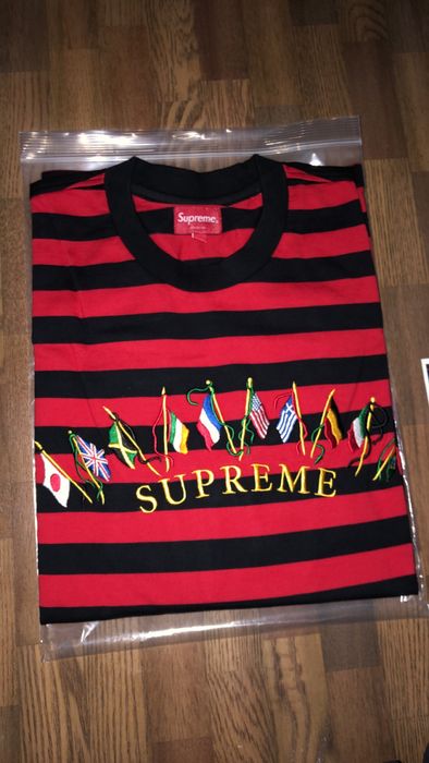 Supreme Supreme Flags L/S Top Red Stripe Medium | Grailed
