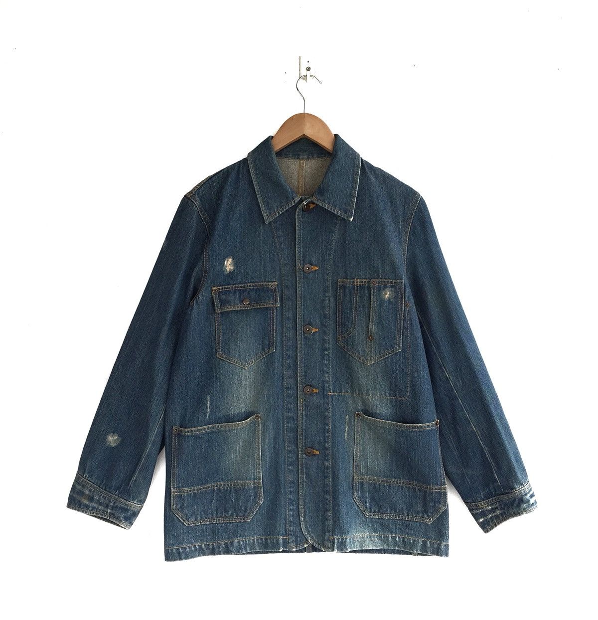 Japanese Brand Japanese Brand Canton Four Pocket Distressed Denim Jacket Size US M / EU 48-50 / 2 - 1 Thumbnail