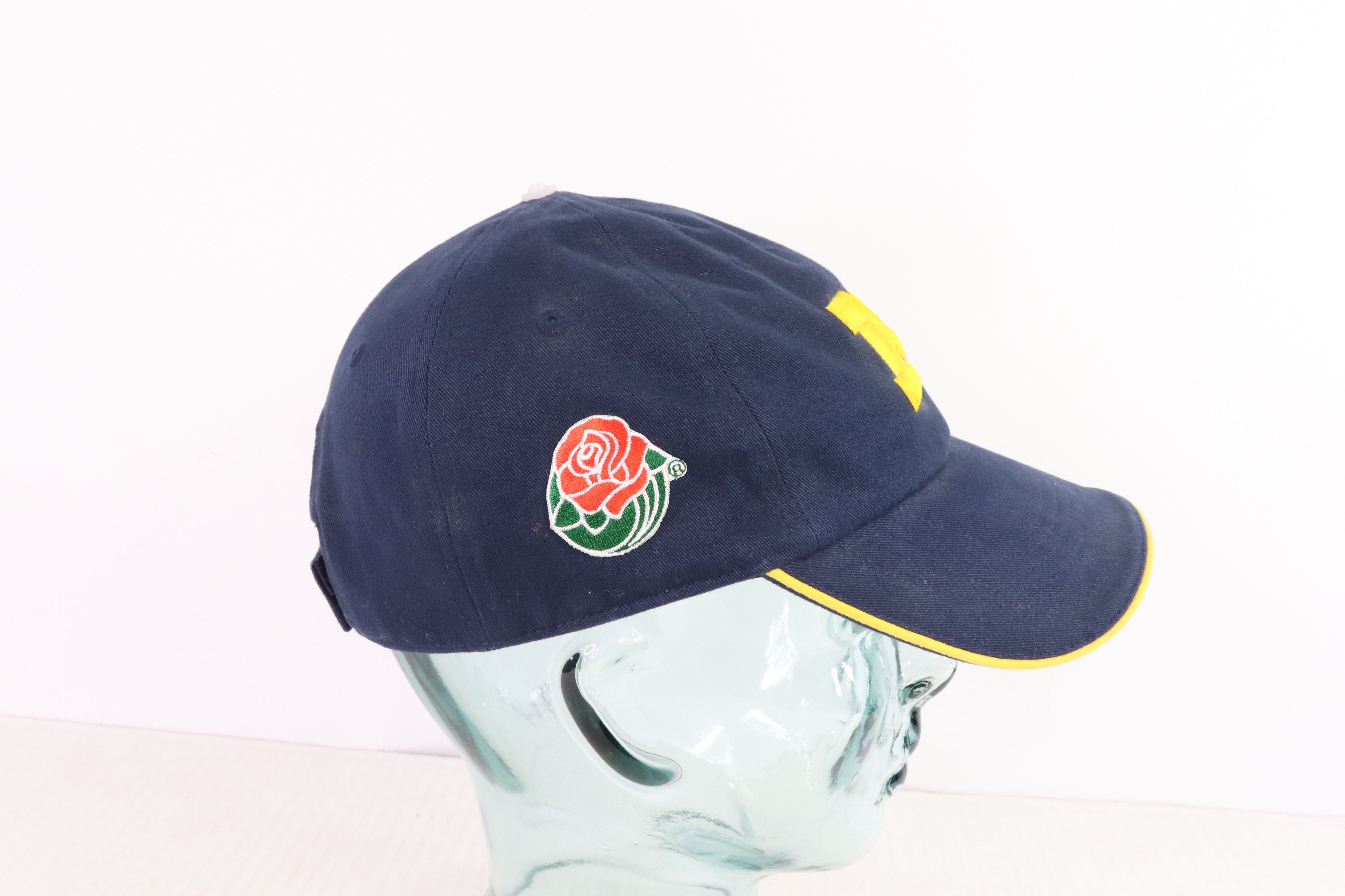 Vintage Vintage 90s Nike Michigan Wolverines Football Rose Bowl Adjustable Dad Hat Blue Size ONE SIZE - 4 Thumbnail