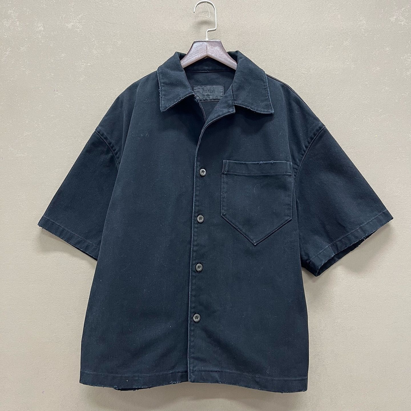 Prada Prada Logo Embossed Washed Short Sleeve Shirt Black L Size US L / EU 52-54 / 3 - 2 Thumbnail