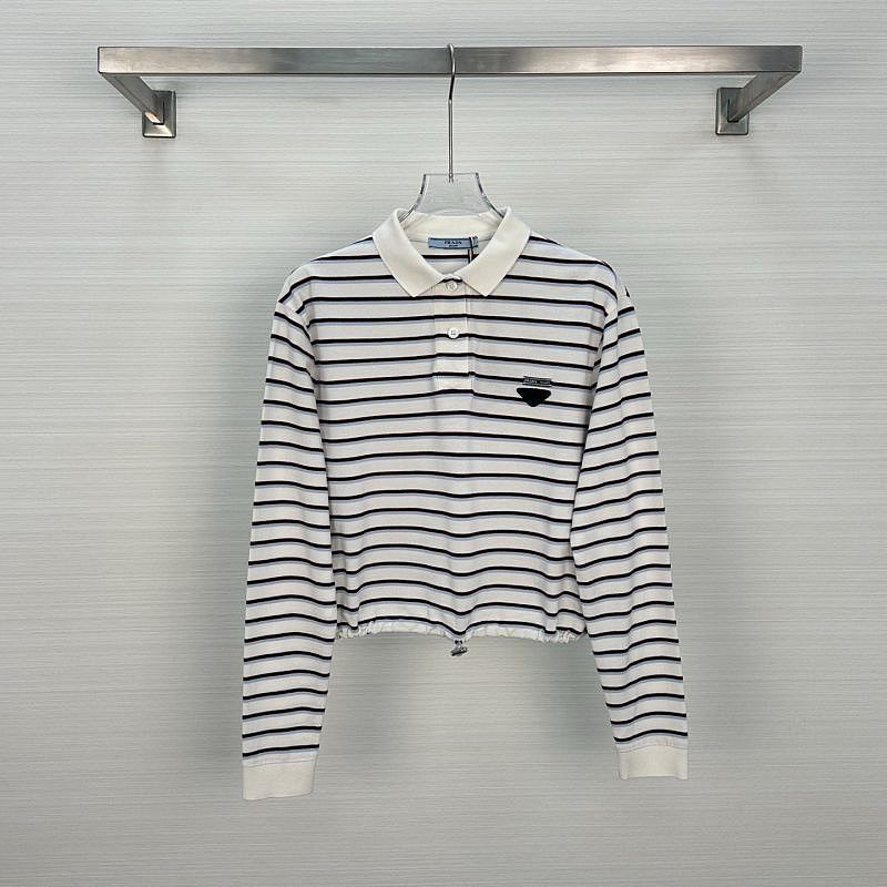 Prada Prada Striped Long Sleeve Polo Size 36 Size XS / US 0-2 / IT 36-38 - 2 Thumbnail