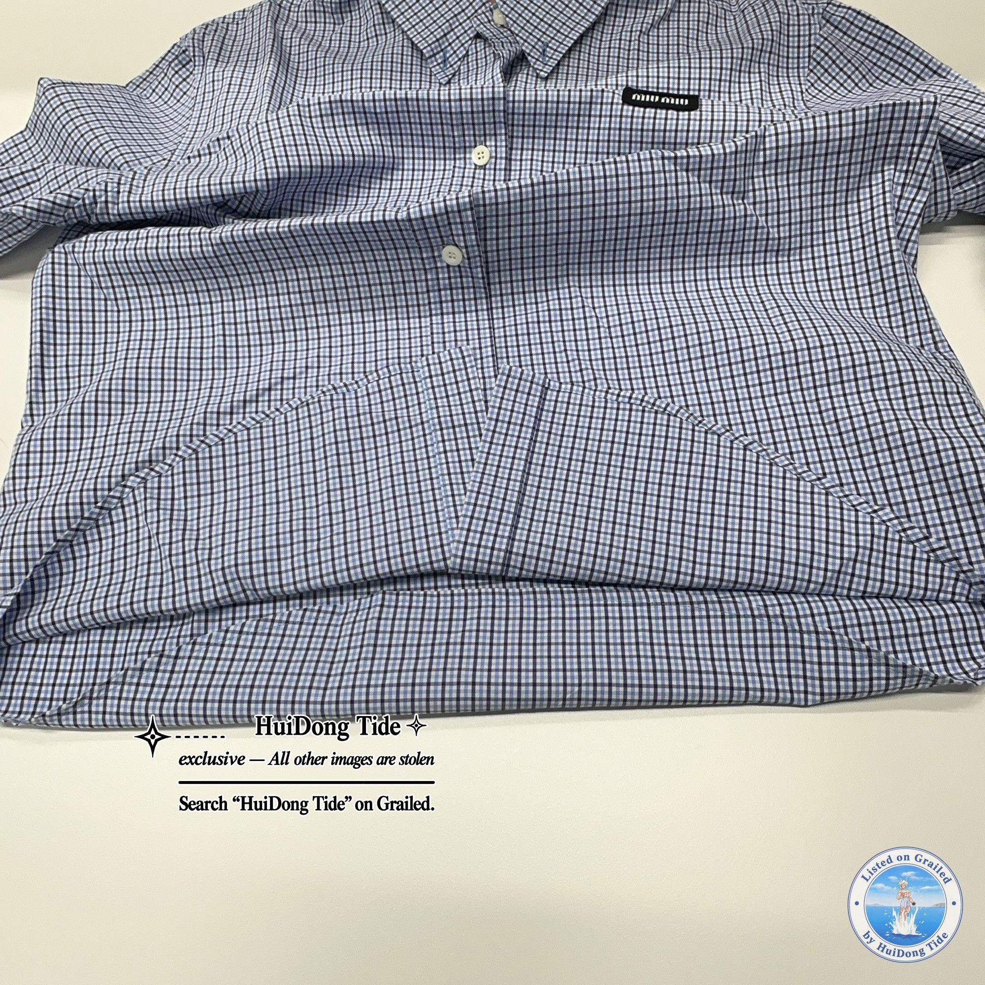 Miu Miu Miu Miu Gingham Check Logo Button Up Shirt Size 40 Size S / US 4 / IT 40 - 8 Thumbnail