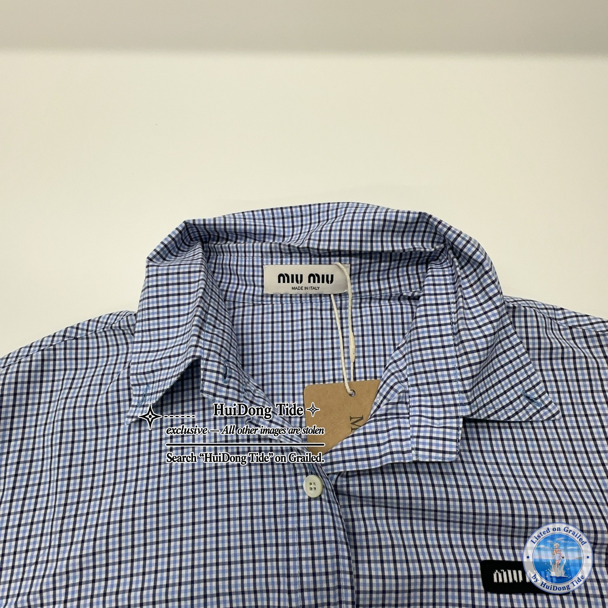 Miu Miu Miu Miu Gingham Check Logo Button Up Shirt Size 40 Size S / US 4 / IT 40 - 6 Thumbnail