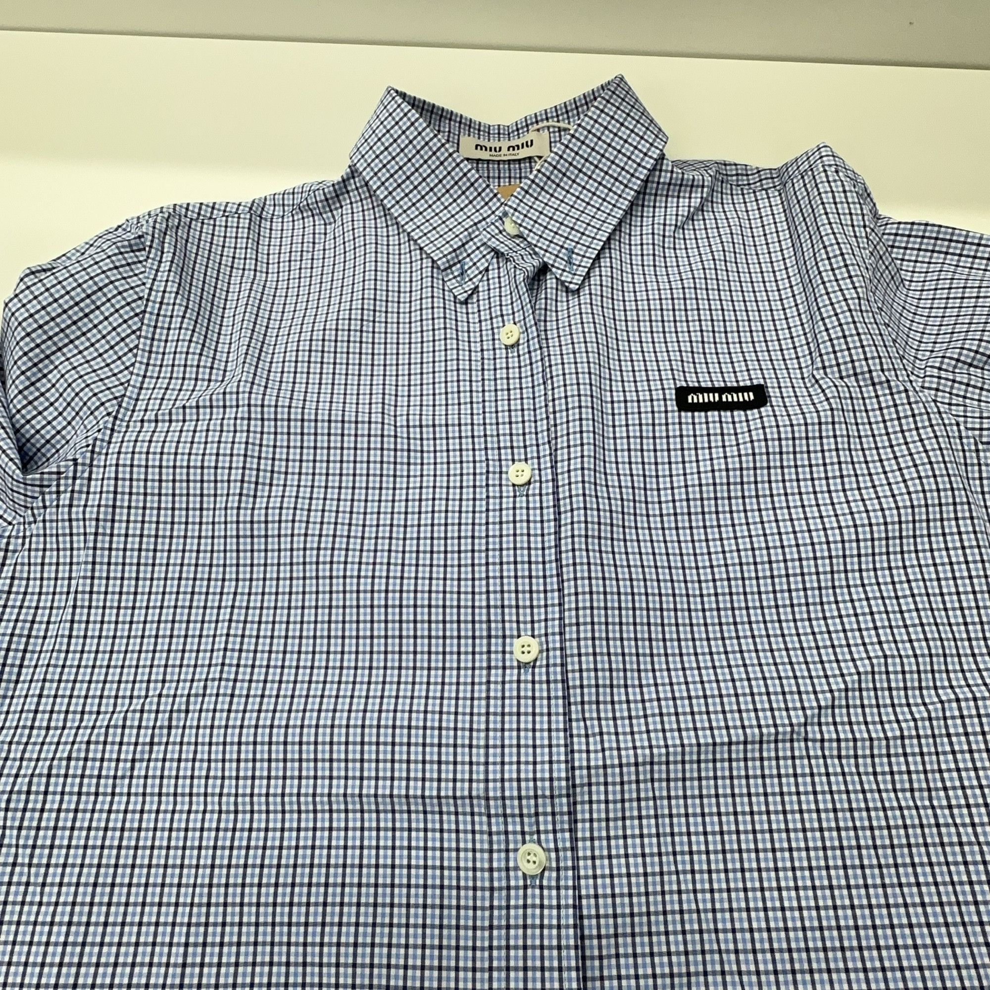 Miu Miu Miu Miu Gingham Check Logo Button Up Shirt Size 40 Size S / US 4 / IT 40 - 9 Thumbnail