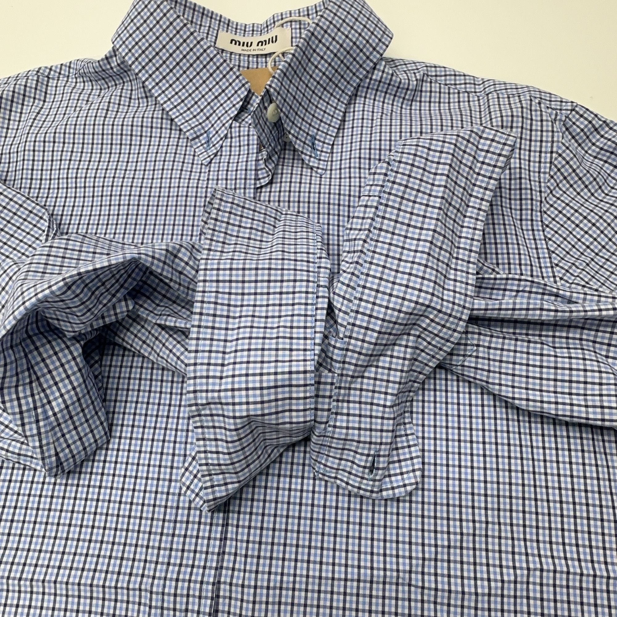 Miu Miu Miu Miu Gingham Check Logo Button Up Shirt Size 40 Size S / US 4 / IT 40 - 7 Thumbnail