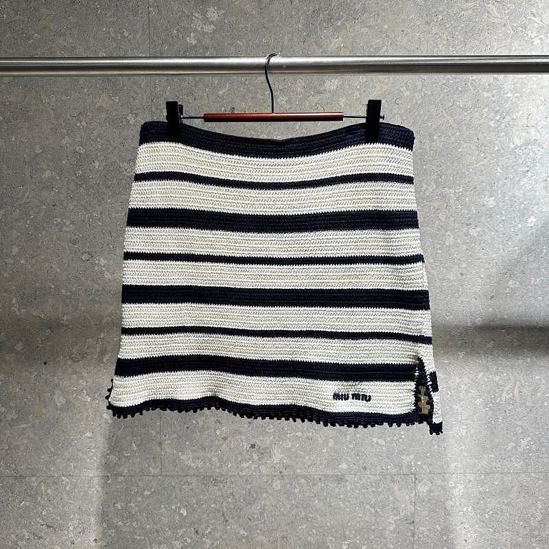 Miu Miu Miu Miu Striped Knit Mini Skirt Size 40 Size 27" / US 4 / IT 40 - 2 Thumbnail