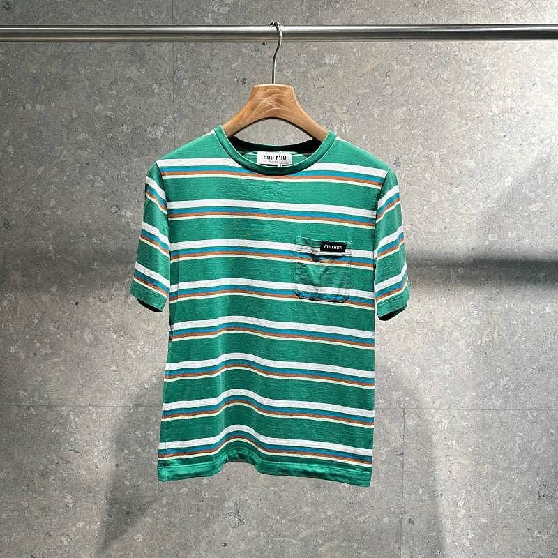 Miu Miu Miu Miu Striped Logo Pocket T-Shirt Size S Size S / US 4 / IT 40 - 2 Thumbnail