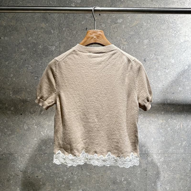 Miu Miu Miu Miu Lace Trim Cashmere Knit Top Size 38 Size XS / US 0-2 / IT 36-38 - 3 Thumbnail