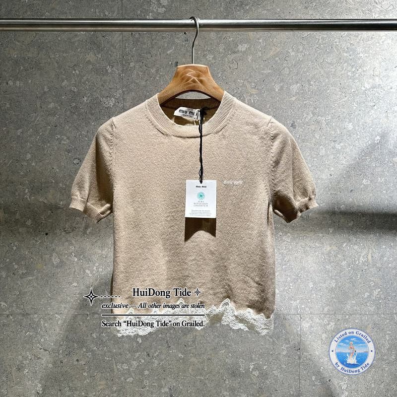 Miu Miu Miu Miu Lace Trim Cashmere Knit Top Size 38 Size XS / US 0-2 / IT 36-38 - 7 Thumbnail