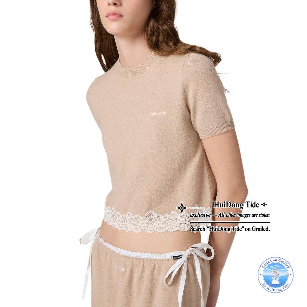 Miu Miu Miu Miu Lace Trim Cashmere Knit Top Size 38 Size XS / US 0-2 / IT 36-38 - 12 Thumbnail