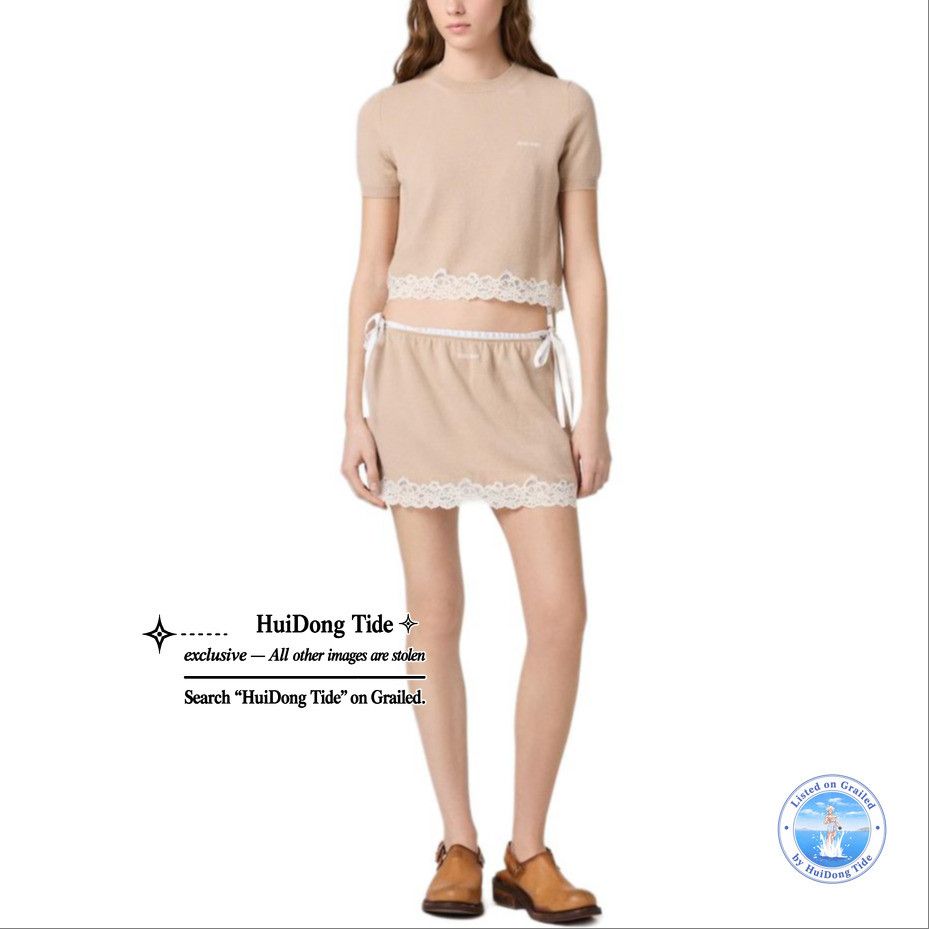 Miu Miu Miu Miu Lace Trim Cashmere Knit Top Size 38 Size XS / US 0-2 / IT 36-38 - 10 Thumbnail
