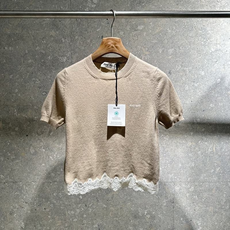 Miu Miu Miu Miu Lace Trim Cashmere Knit Top Size 38 Size XS / US 0-2 / IT 36-38 - 2 Thumbnail