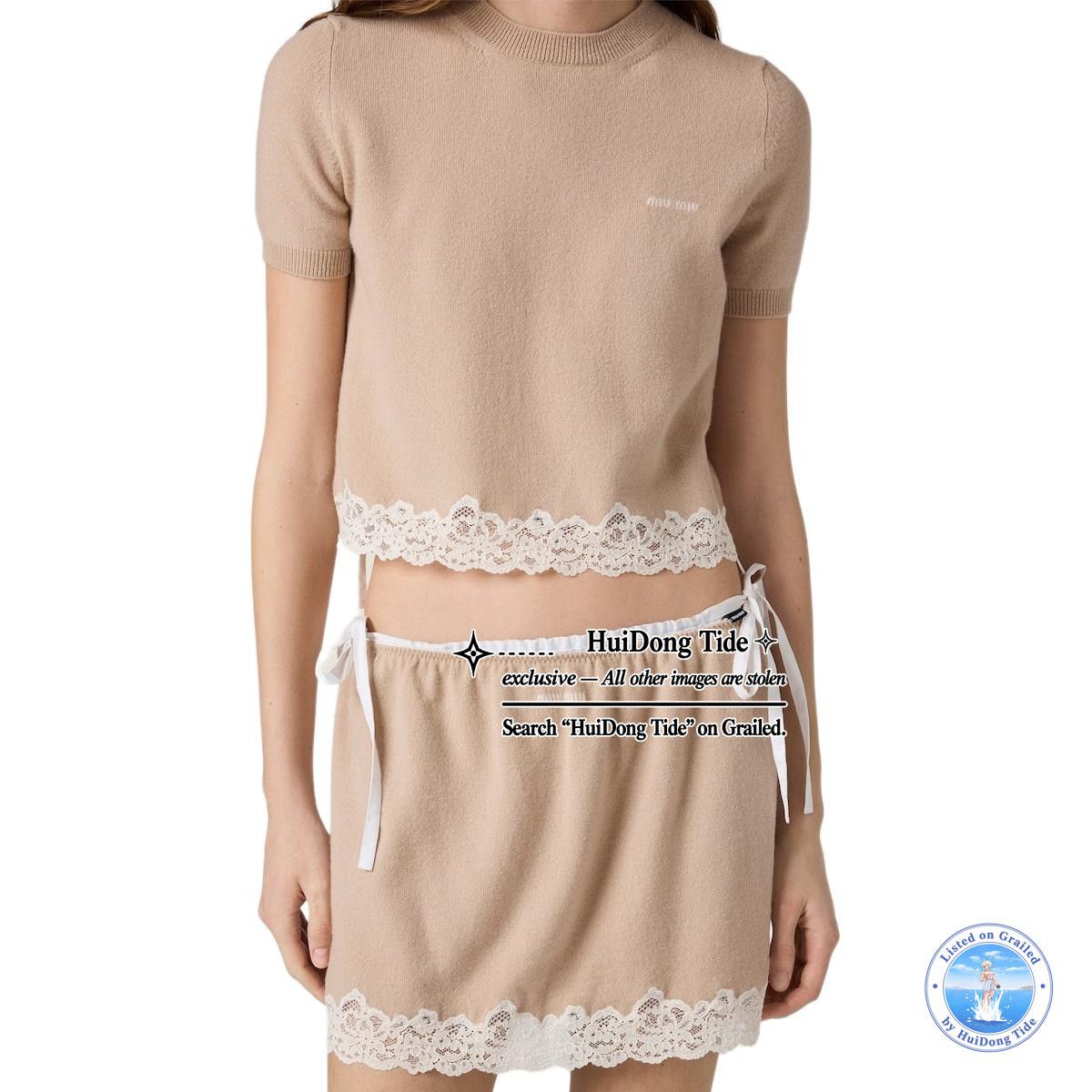 Miu Miu Miu Miu Lace Trim Cashmere Knit Top Size 38 Size XS / US 0-2 / IT 36-38 - 9 Thumbnail