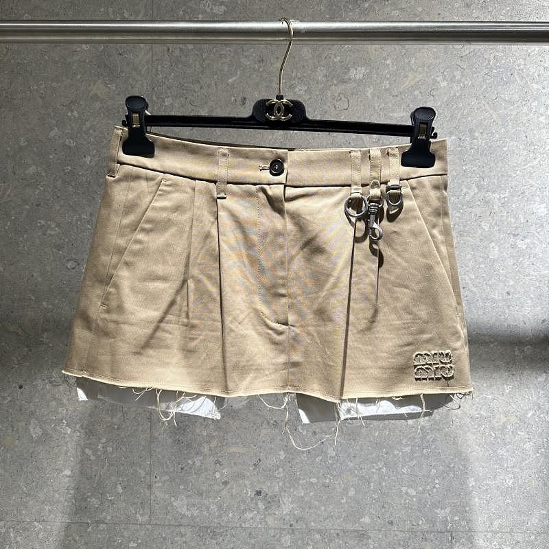 Miu Miu Miu Miu Cotton Twill Mini Skirt Size 36 Size 25" / US 0 / IT 36 - 2 Thumbnail