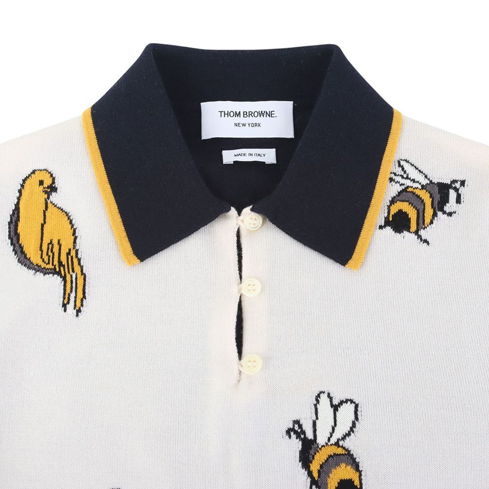 Thom Browne Bird Bee Fun Mix Asymmetric Polo Knit Size Size M / US 6-8 / IT 42-44 - 3 Thumbnail