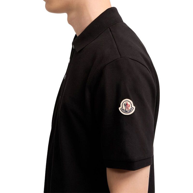 Moncler Logo Patch Pique Polo Shirt Black Size US M / EU 48-50 / 2 - 5 Thumbnail