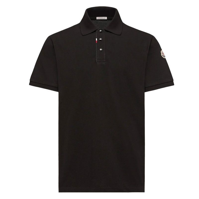 Moncler Logo Patch Pique Polo Shirt Black Size US M / EU 48-50 / 2 - 2 Thumbnail
