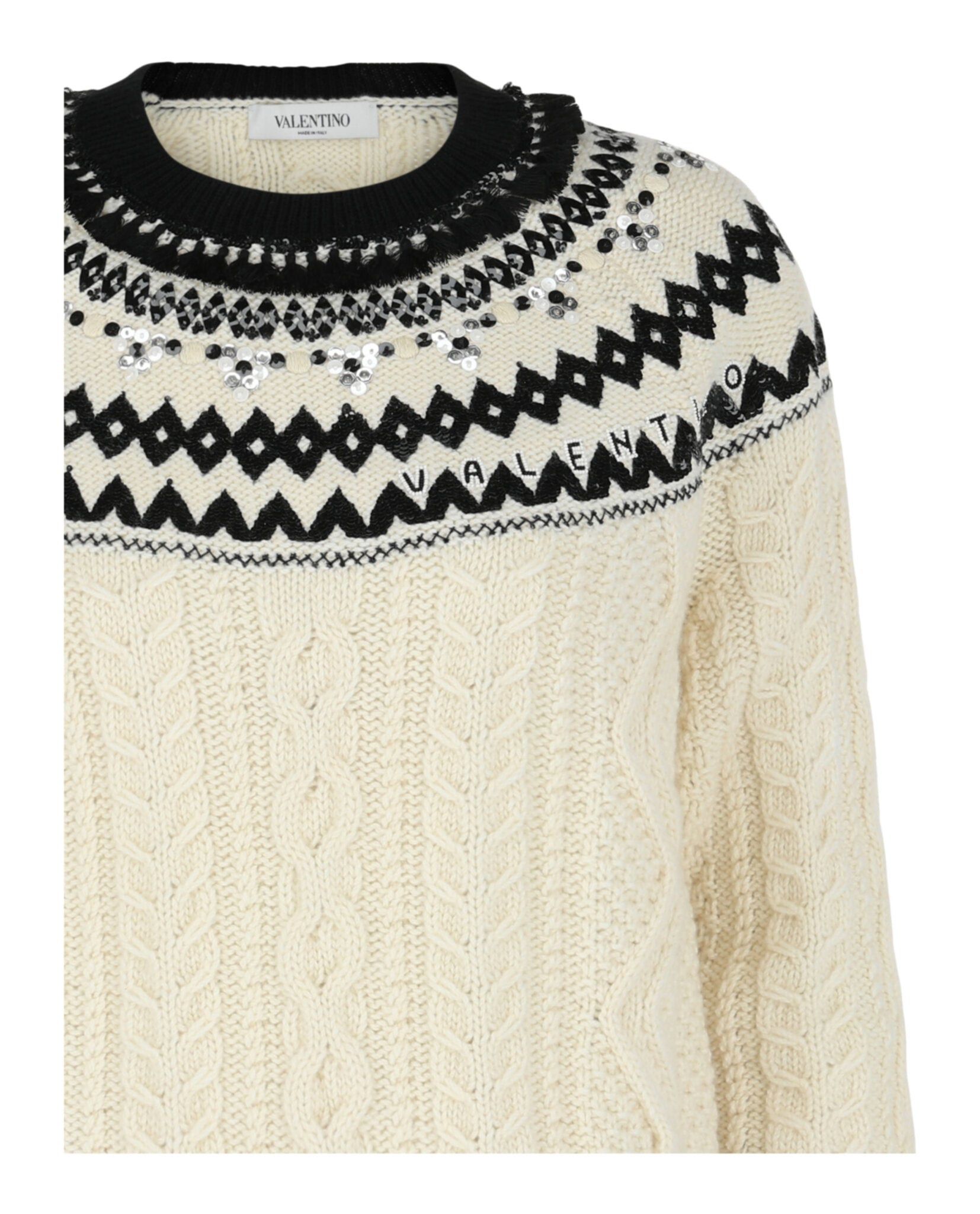 Valentino Embroidered Cable Knit Sweater Size L / US 10 / IT 46 - 3 Thumbnail