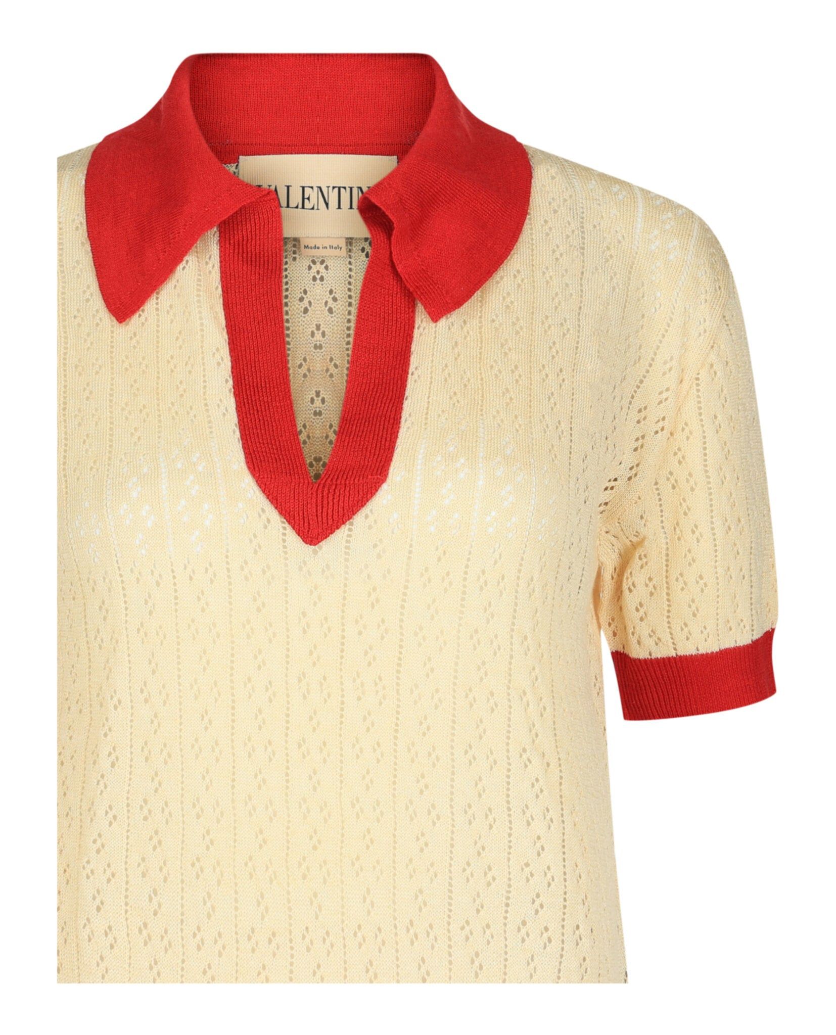 Valentino Pointelle-Knit Polo Shirt Size S / US 4 / IT 40 - 3 Thumbnail