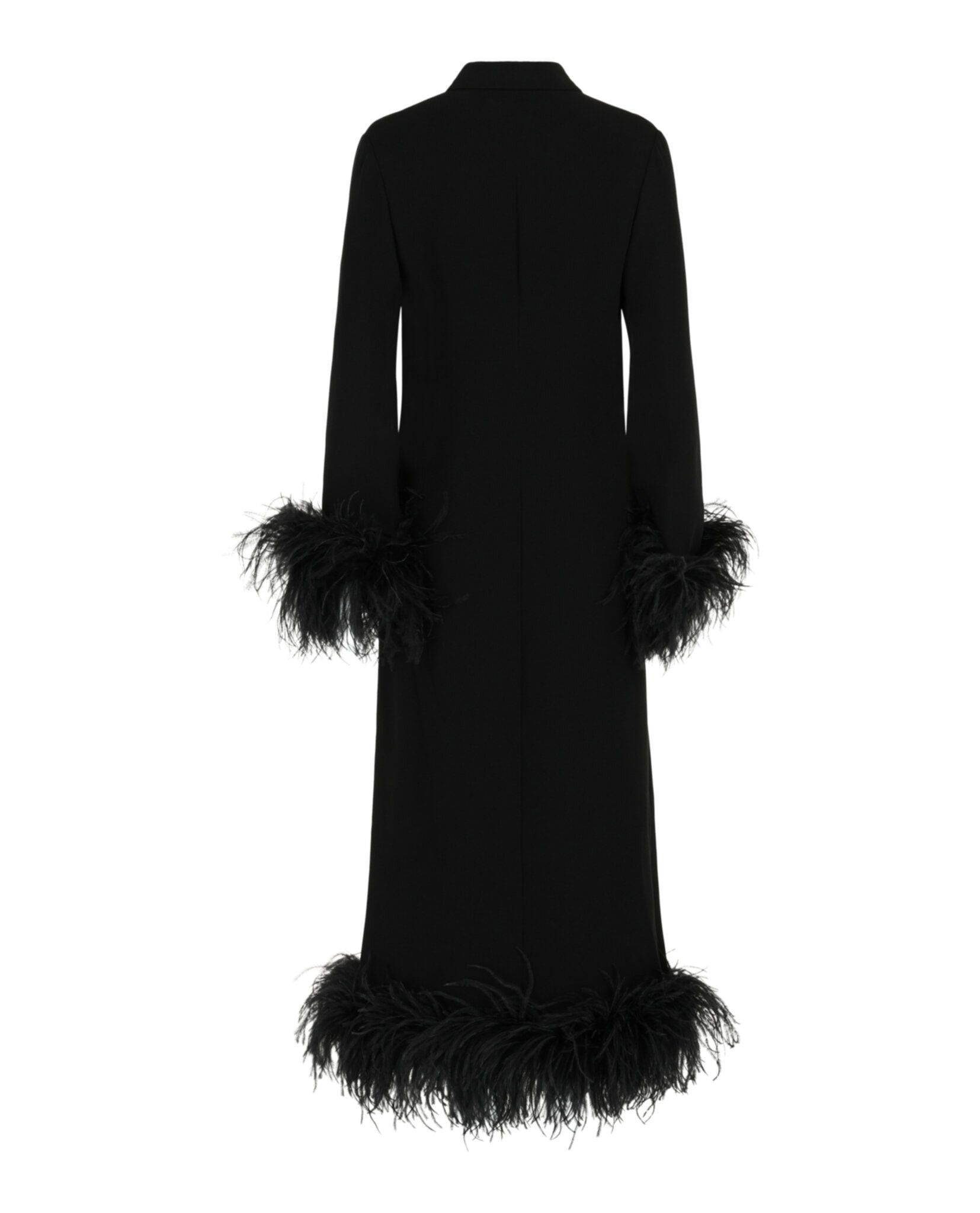 Valentino Feather-Trimmed Silk Crepe de Chine Midi Shirt Dress Size M / US 6-8 / IT 42-44 - 2 Thumbnail