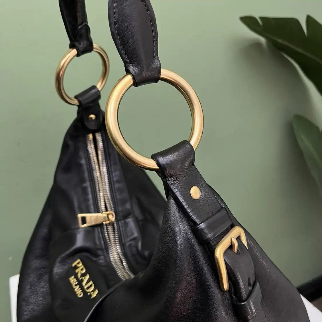 Prada PRADA black cowhide leather logo shoulder bag Size ONE SIZE - 9 Thumbnail