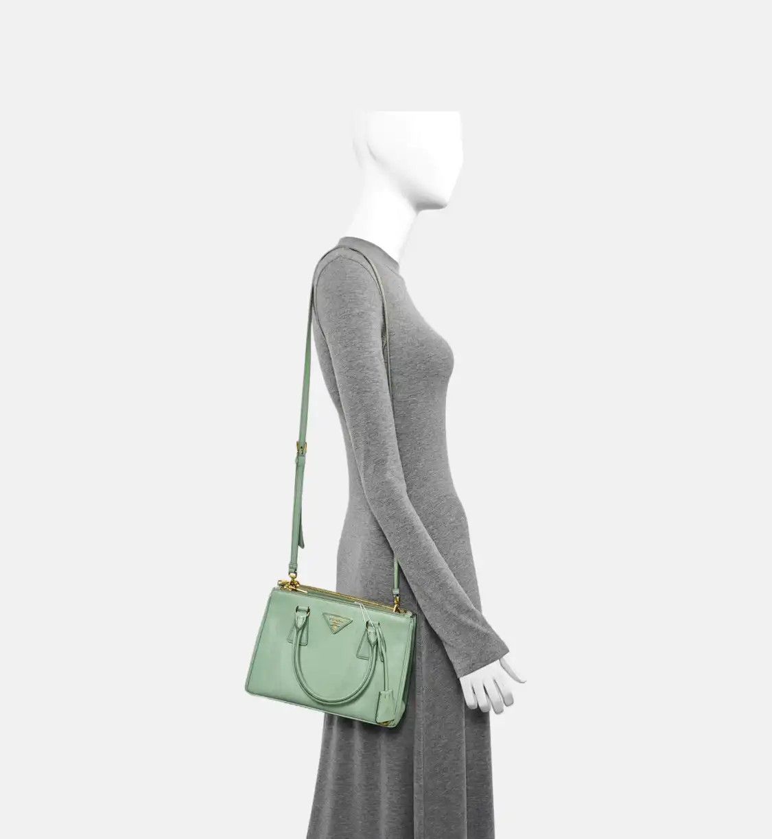 Prada PRADA Galleria green cowhide leather logo cross pattern Galleria shoulder bag ha Size ONE SIZE - 2 Thumbnail