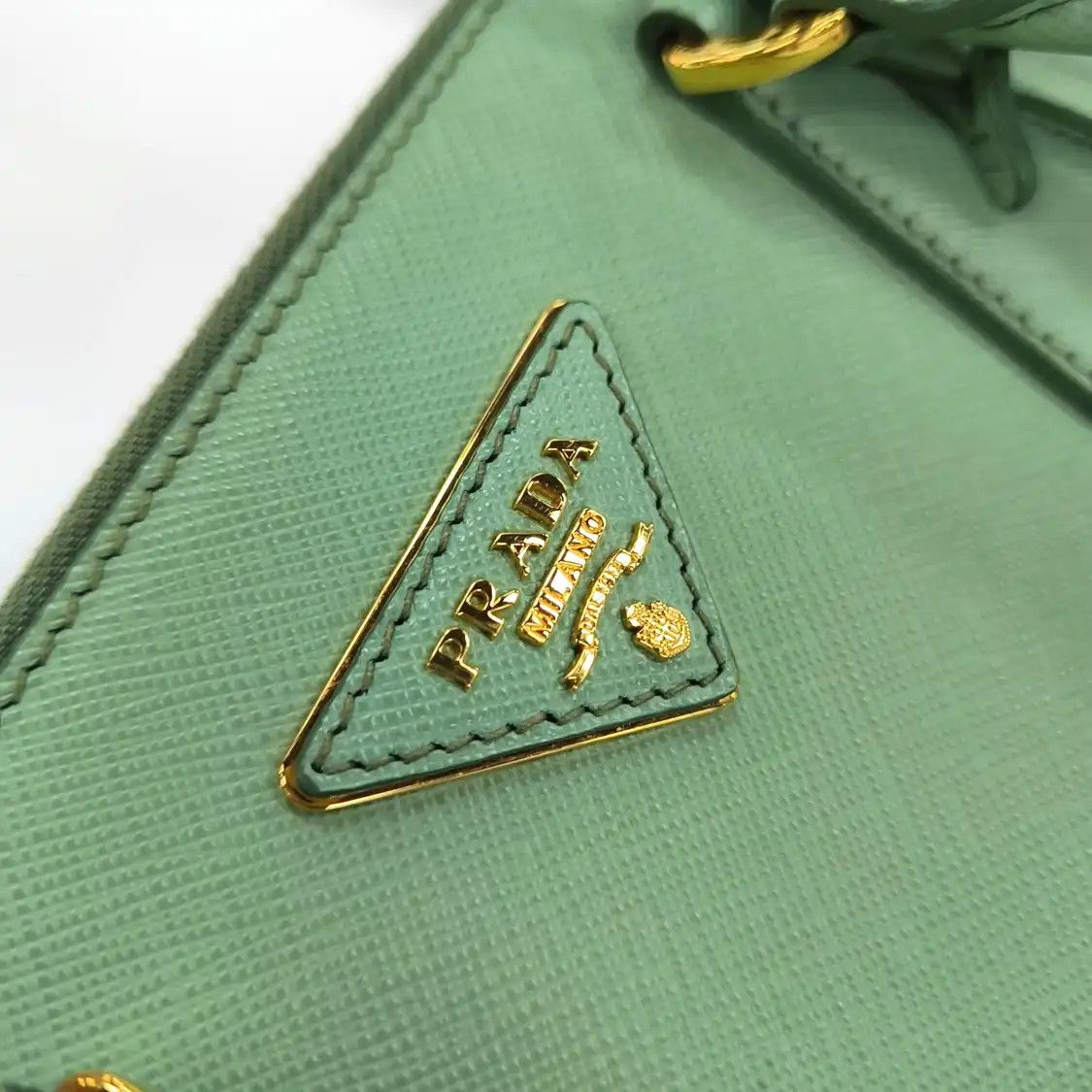 Prada PRADA Galleria green cowhide leather logo cross pattern Galleria shoulder bag ha Size ONE SIZE - 9 Thumbnail
