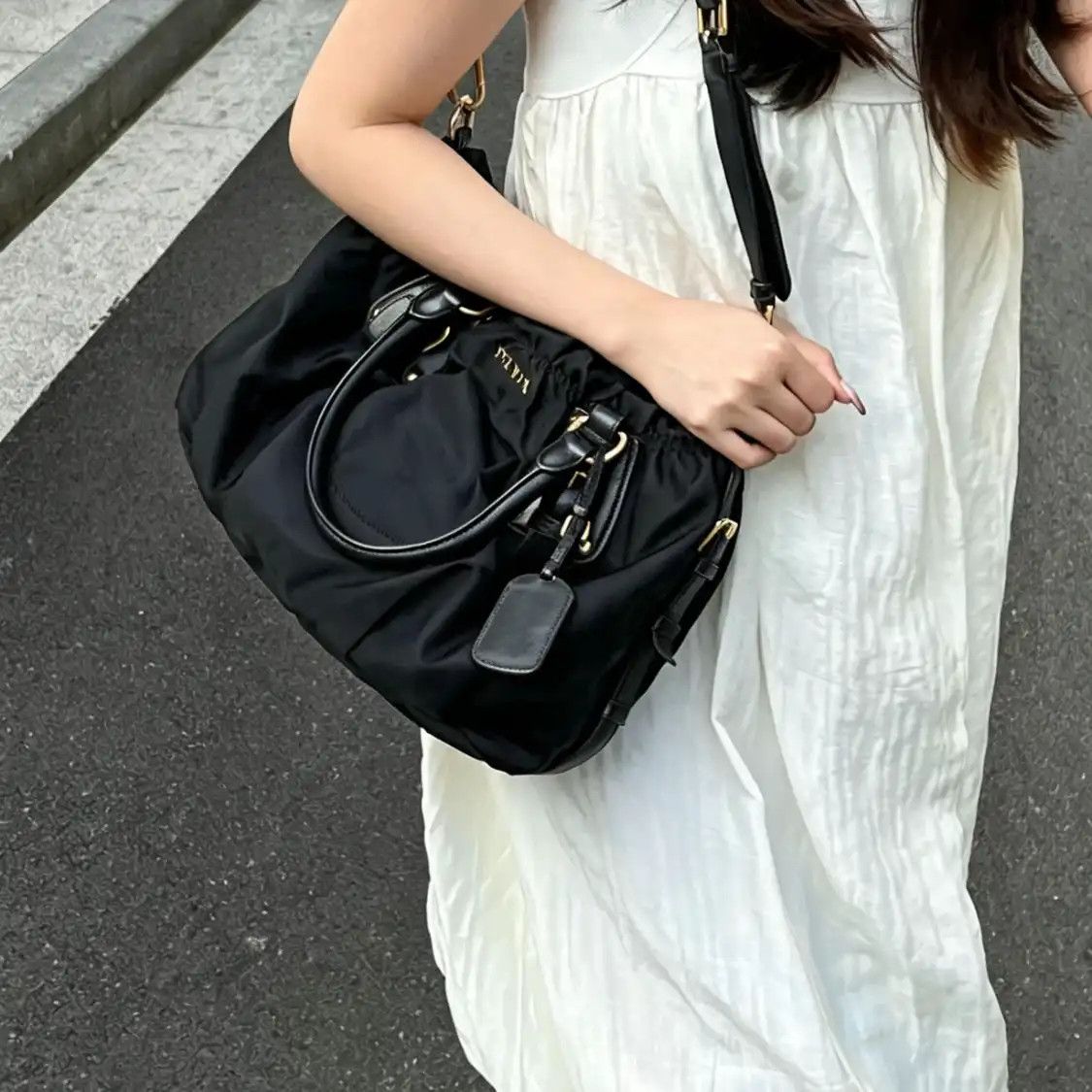 Prada PRADA Gaufre black nylon shoulder bag detachable strap Size ONE SIZE - 9 Thumbnail