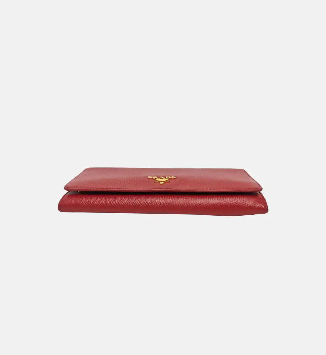 Prada PRADA red cowhide leather cross pattern wallet gold hardware Size ONE SIZE - 6 Thumbnail