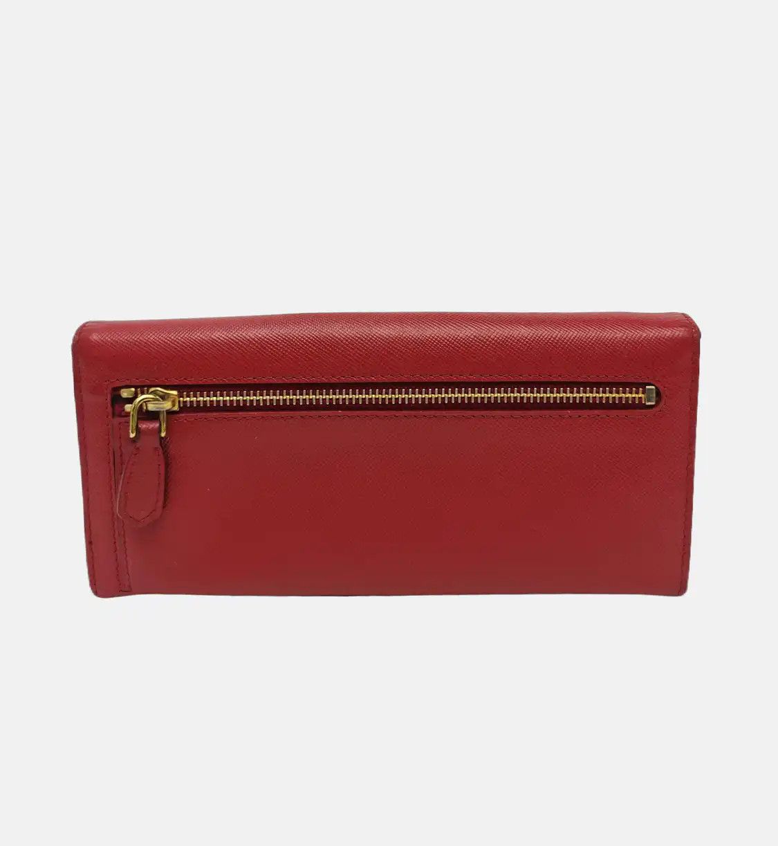 Prada PRADA red cowhide leather cross pattern wallet gold hardware Size ONE SIZE - 5 Thumbnail