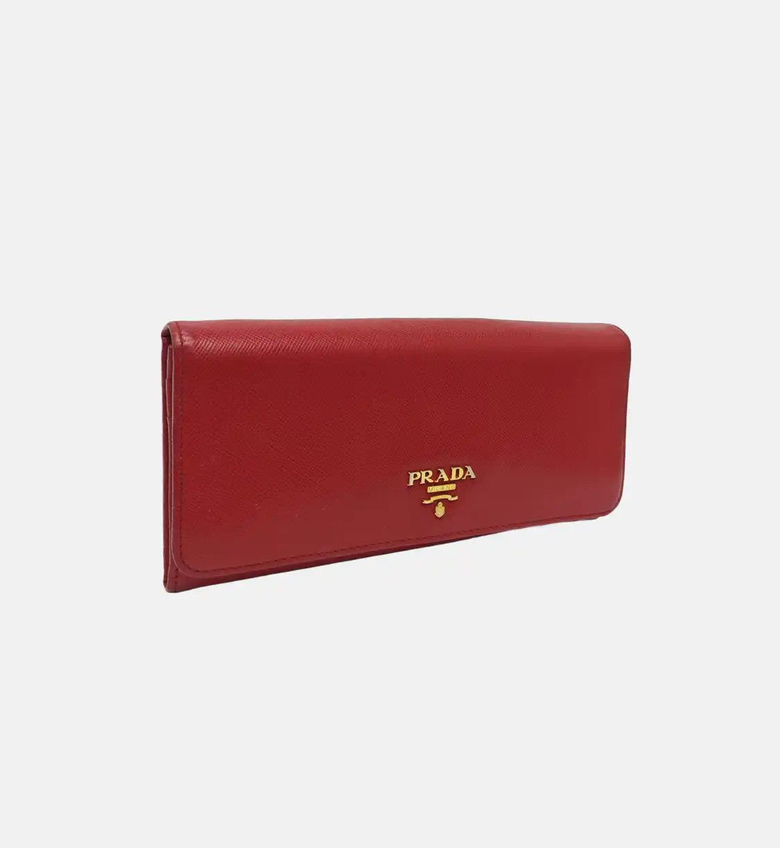 Prada PRADA red cowhide leather cross pattern wallet gold hardware Size ONE SIZE - 4 Thumbnail