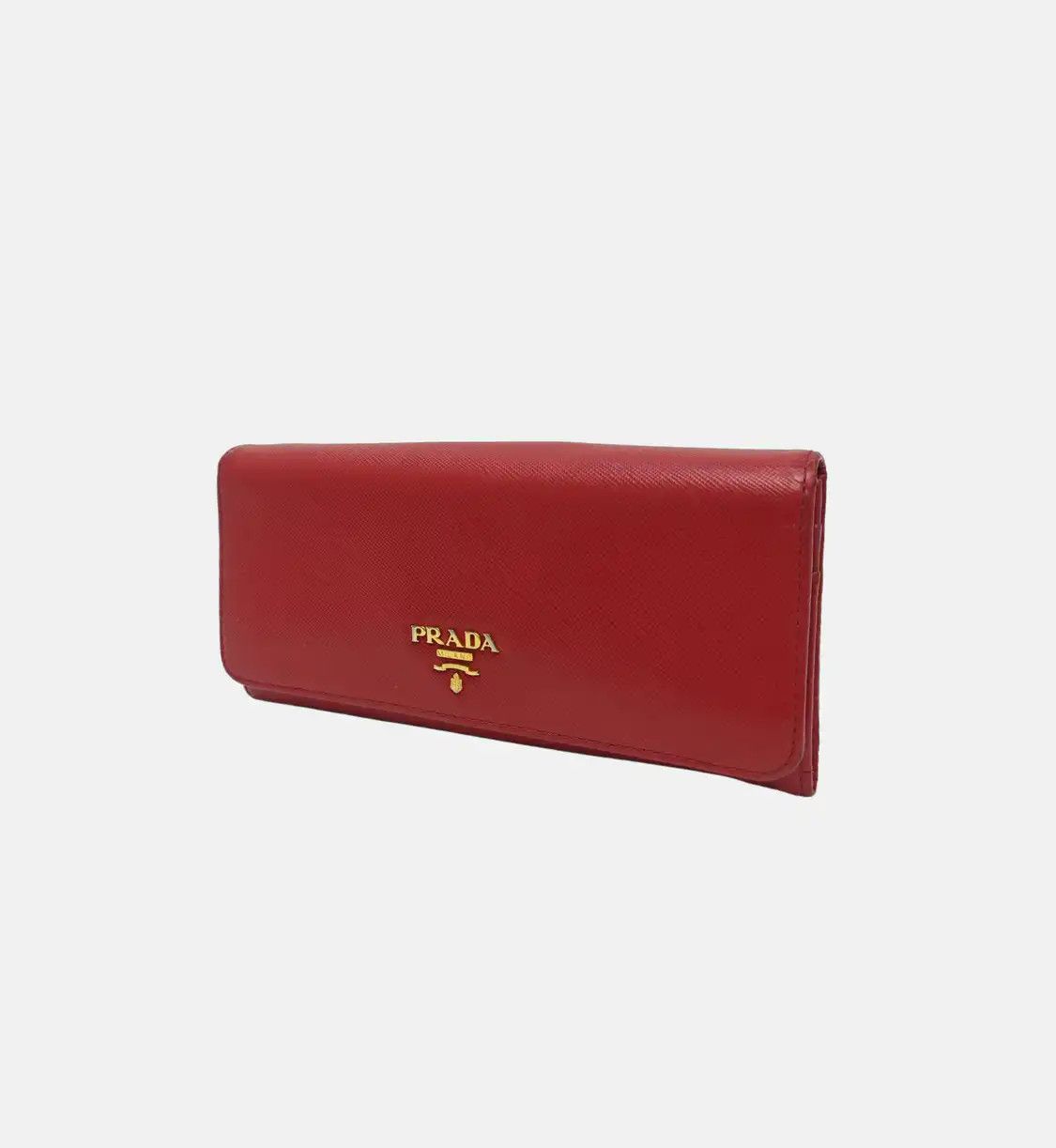 Prada PRADA red cowhide leather cross pattern wallet gold hardware Size ONE SIZE - 3 Thumbnail