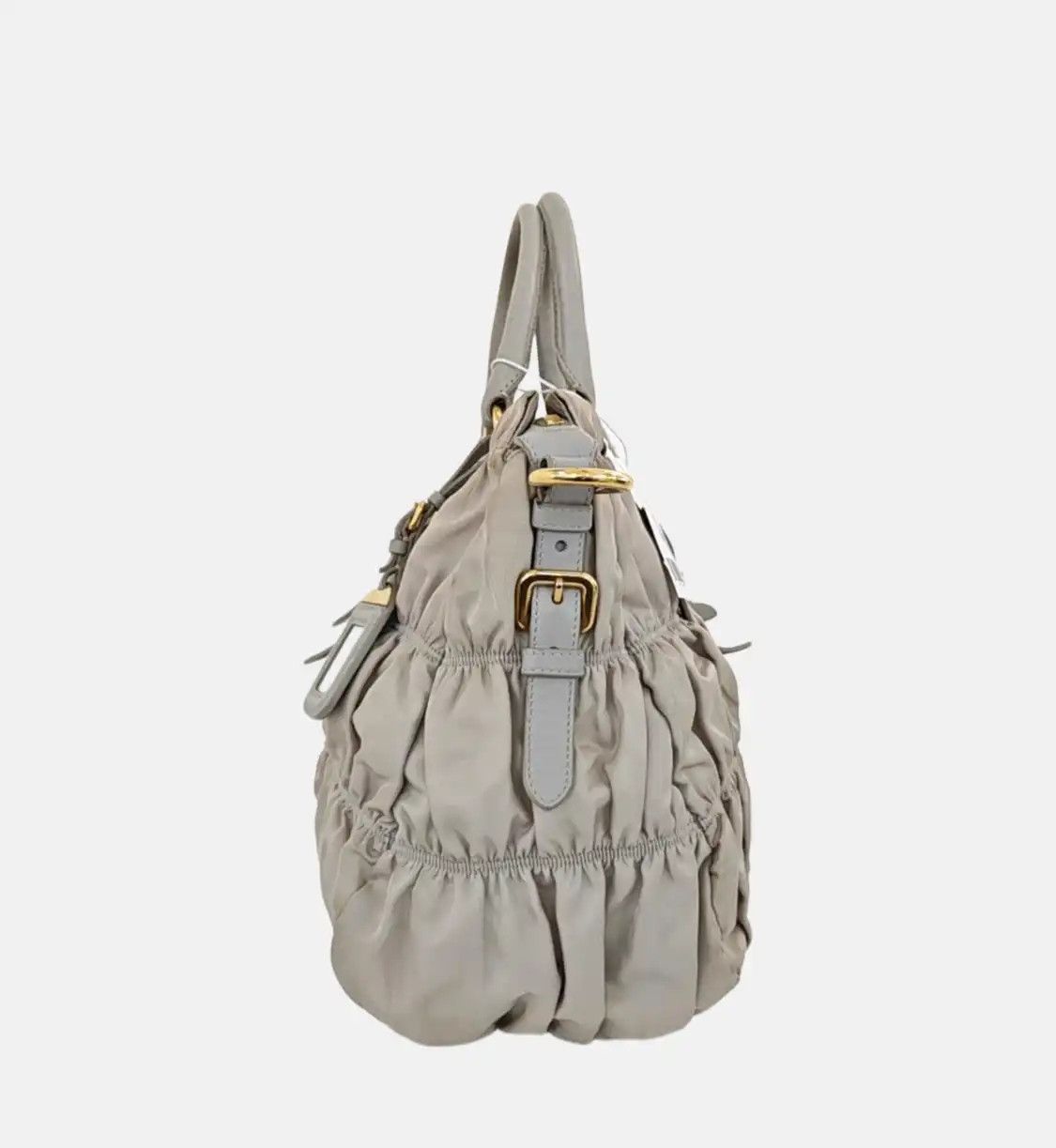 Prada PRADA Gaufre grey nylon quilted shoulder bag gold hardware detachable strap Size ONE SIZE - 3 Thumbnail