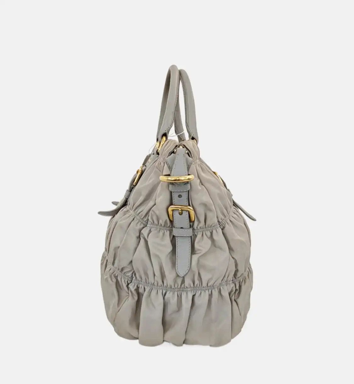 Prada PRADA Gaufre grey nylon quilted shoulder bag gold hardware detachable strap Size ONE SIZE - 4 Thumbnail