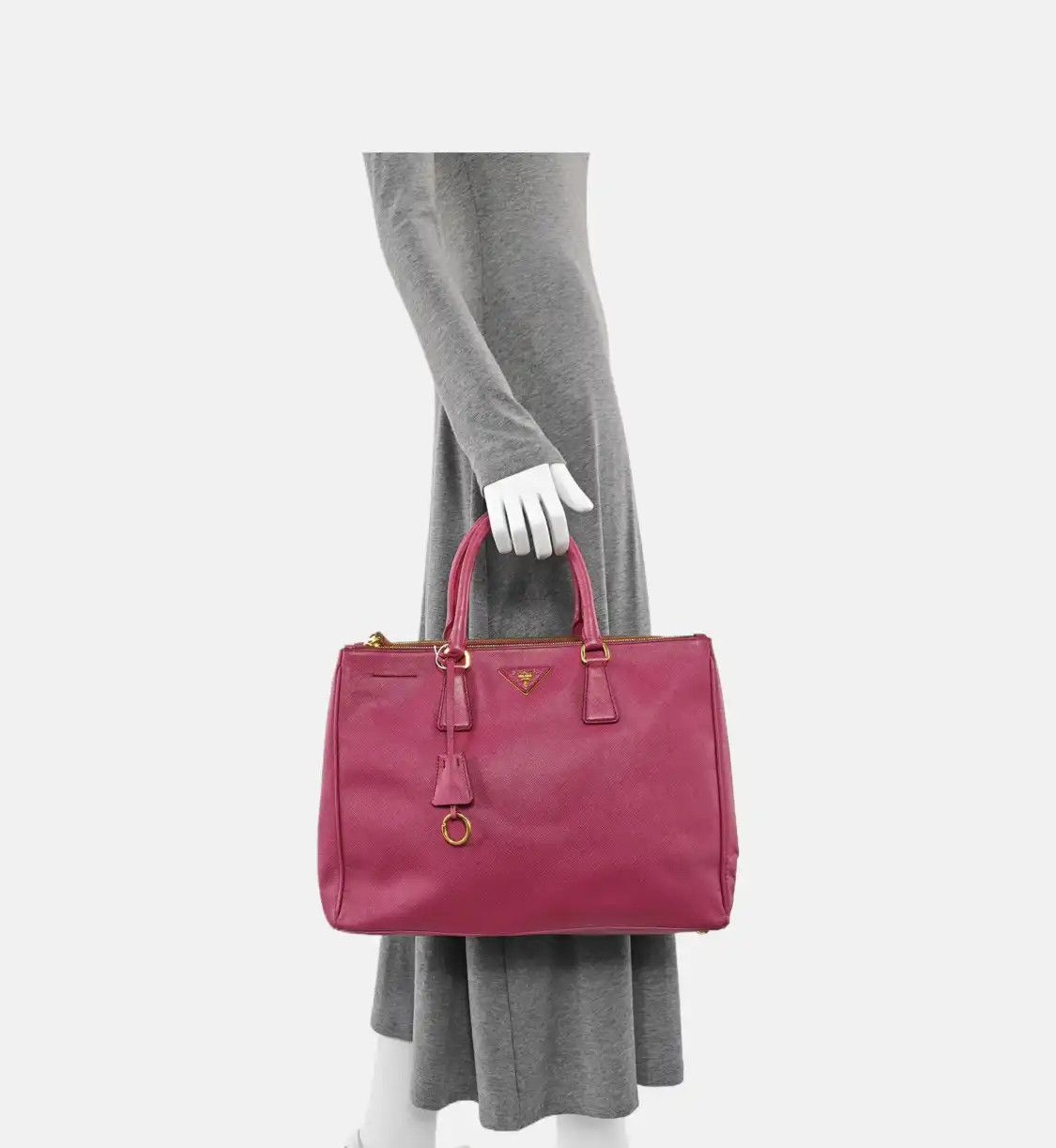 Prada PRADA Galleria oversized no rose redcowhide leather logo cross pattern Galleria Size ONE SIZE - 2 Thumbnail