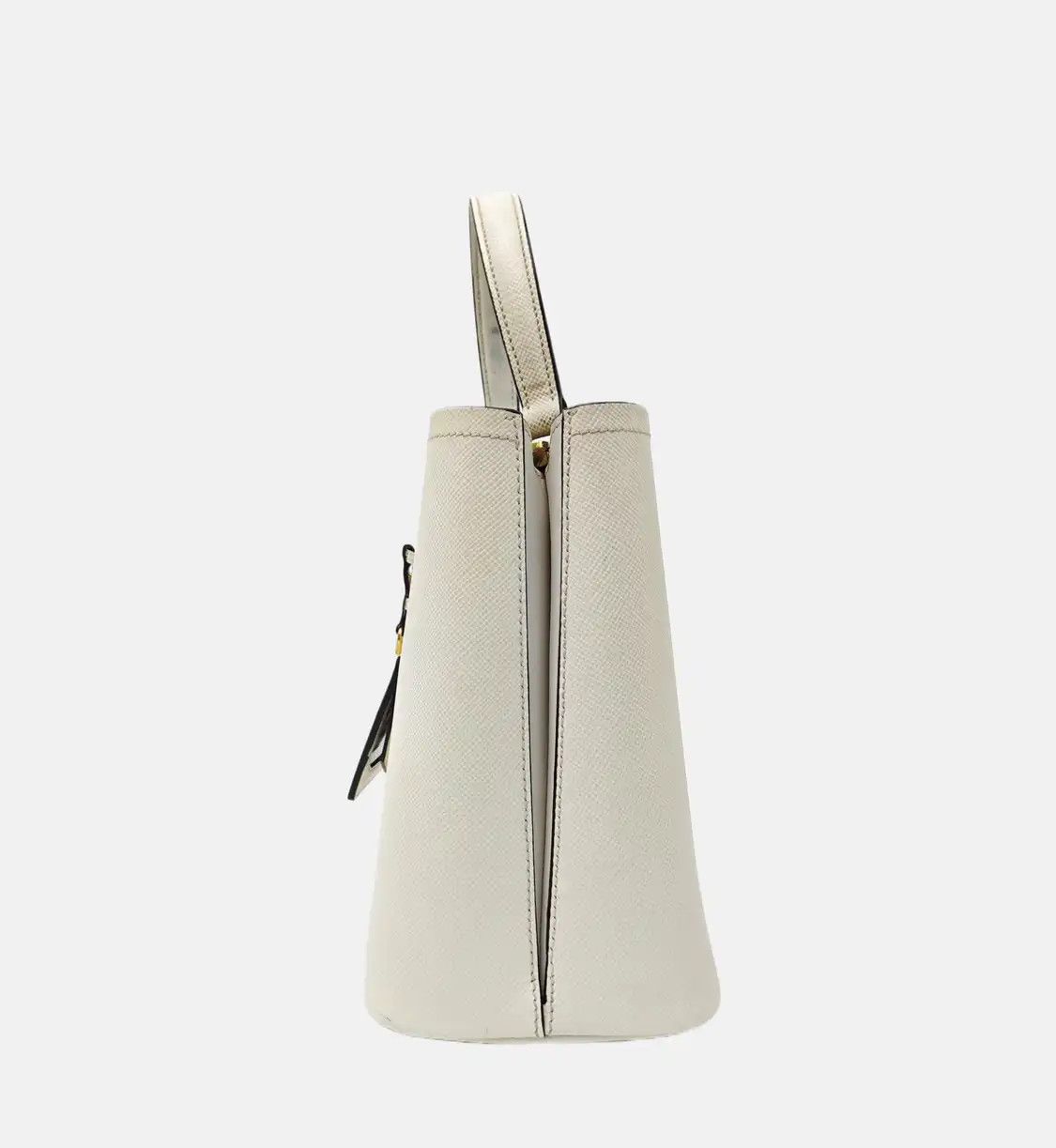 Prada PRADA Panier white cowhide leather logo shoulder bag handbag crossbody bag gold Size ONE SIZE - 3 Thumbnail
