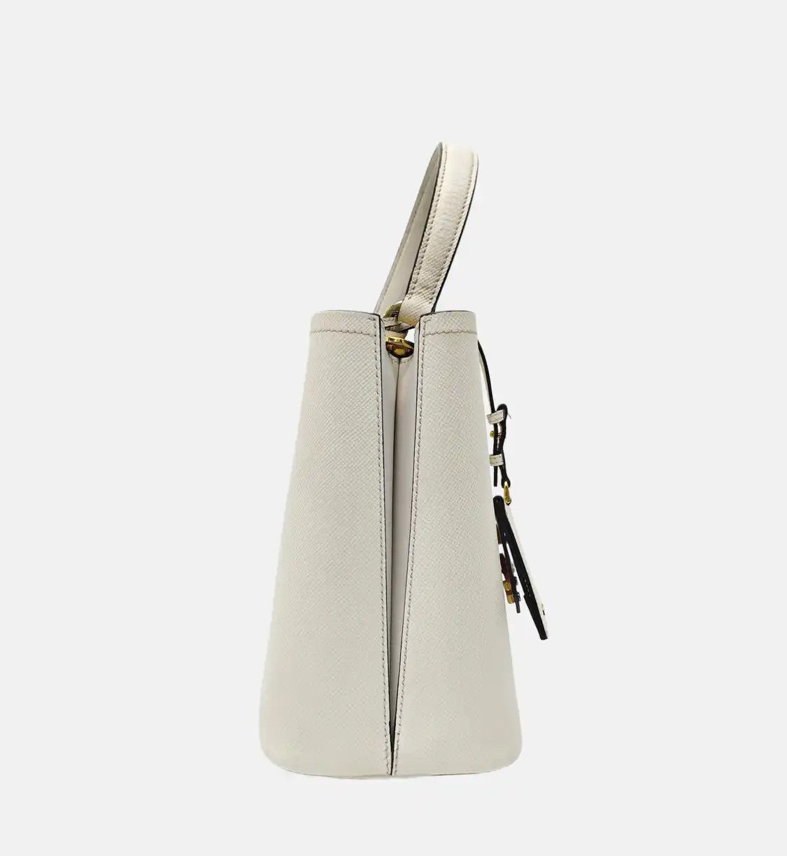 Prada PRADA Panier white cowhide leather logo shoulder bag handbag crossbody bag gold Size ONE SIZE - 4 Thumbnail
