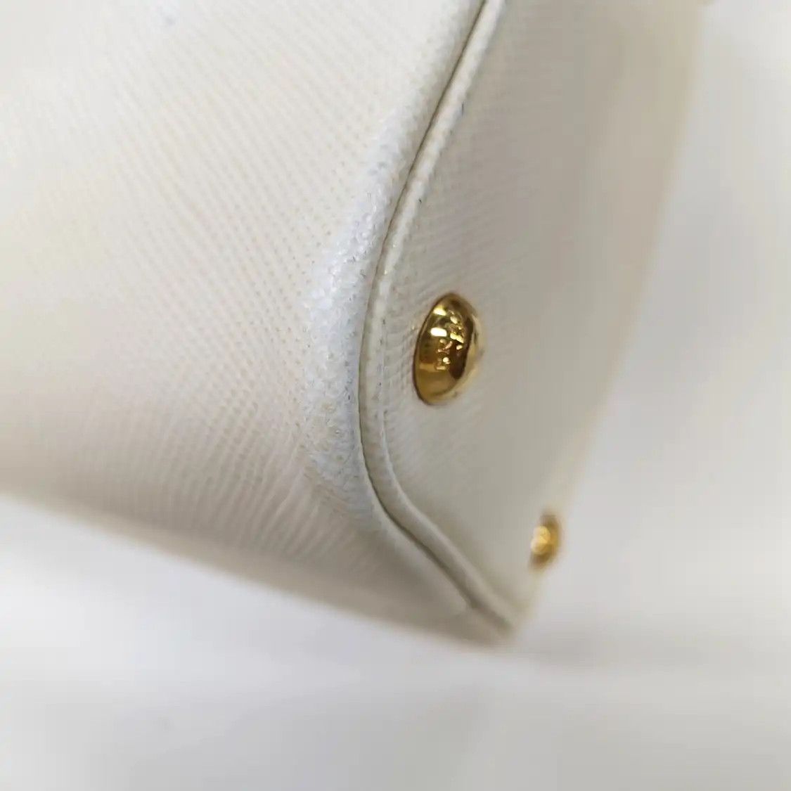 Prada PRADA Panier white cowhide leather logo shoulder bag handbag crossbody bag gold Size ONE SIZE - 14 Thumbnail