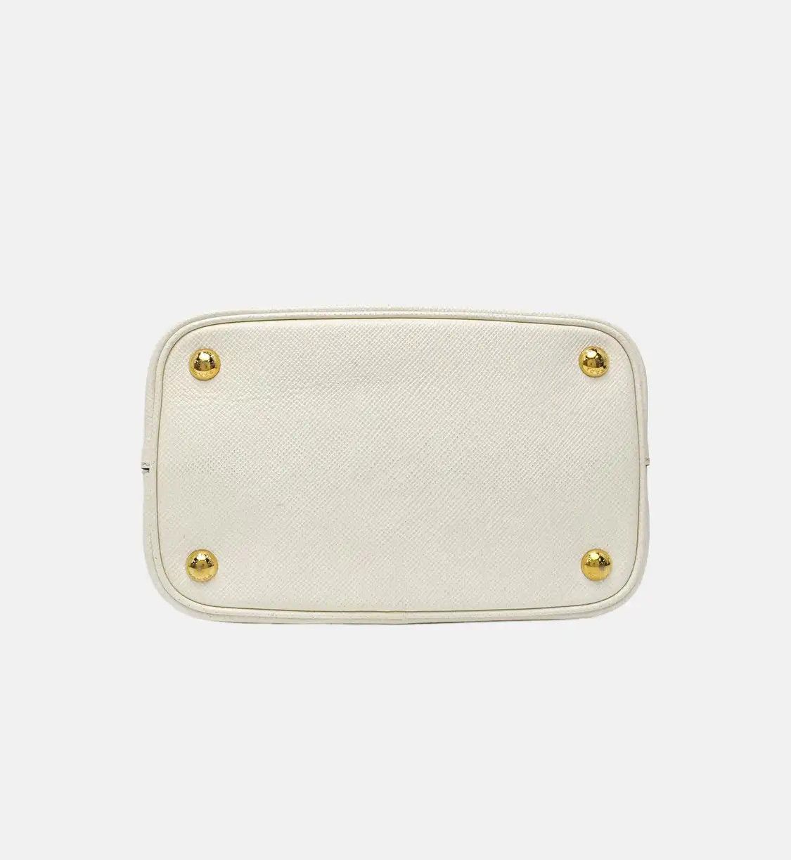 Prada PRADA Panier white cowhide leather logo shoulder bag handbag crossbody bag gold Size ONE SIZE - 6 Thumbnail