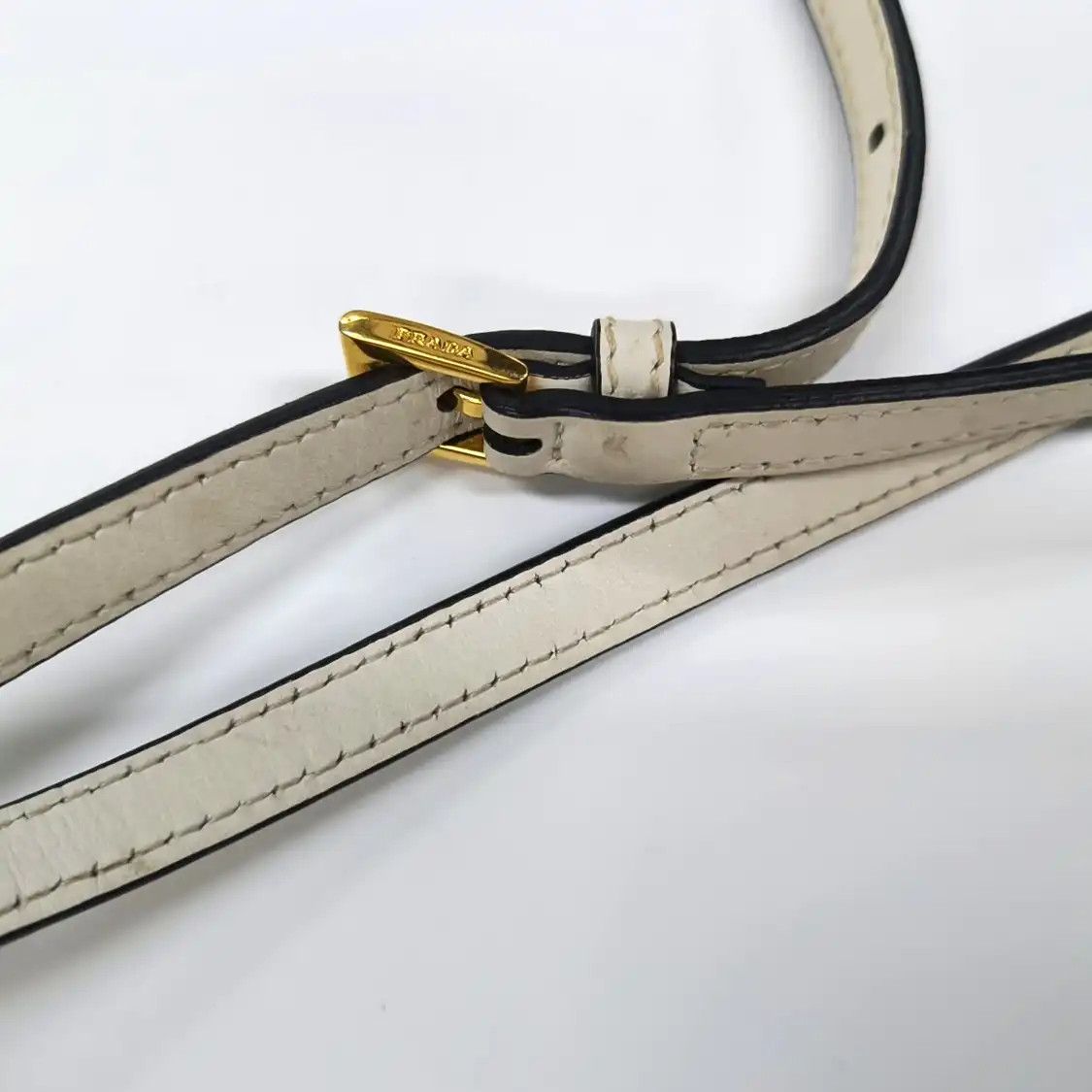Prada PRADA Panier white cowhide leather logo shoulder bag handbag crossbody bag gold Size ONE SIZE - 23 Thumbnail