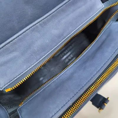 Prada PRADA Explore Medium blue sheepskin logo shoulder bag handbag crossbody bag gold Size ONE SIZE - 16 Thumbnail