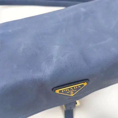 Prada PRADA Explore Medium blue sheepskin logo shoulder bag handbag crossbody bag gold Size ONE SIZE - 10 Thumbnail