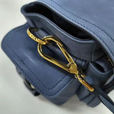 Prada PRADA Explore Medium blue sheepskin logo shoulder bag handbag crossbody bag gold Size ONE SIZE - 12 Thumbnail